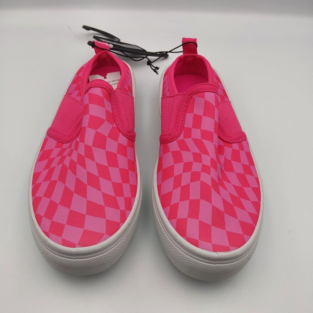 Sole Mates Kids Pink Checkerboard Slip-On Canvas Sneakers Shoes Size 6 New